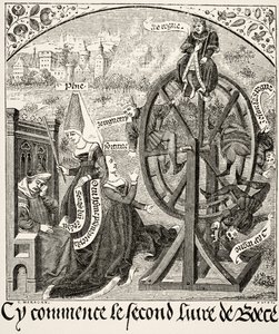 The Wheel of Fortune, from Science and Literature in the Middle Ages by Paul Lacroix, published London 1878
