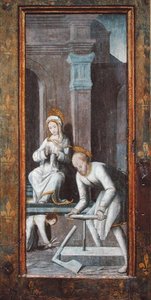 The Workshop at Nazareth, right hand panel from a triptych by French School