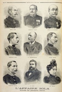 The Zola Affair: Portraits of the Main Witnesses, Illustration from the Illustrated Supplement of Le Petit Journal, 27th February, 1898 by French School