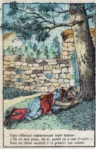 The acorn and the pumpkin. Fables by Jean de La Fontaine by French School
