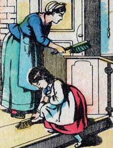 The activities for girls from good families: the housework - Epinal picture - 19th century