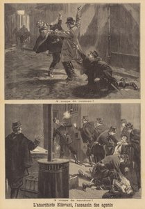 The anarchist Georges Etievant attacking police officers in Paris by French School