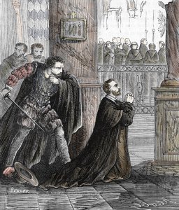 The Assassination of Inquisitor Pedro de Arbues on 17/09/1485 in the Cathedral of Zaragoza in Spain by French School