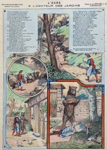 The Bear and the Garden Lover - Fables de La Fontaine in Images of Epinal by French School