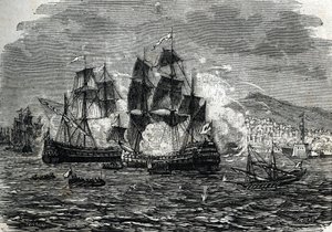 The bombardment of Algiers in August 1682 by Abraham Duquesne (engraving)