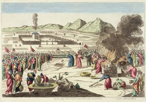 The camp of the Israelites and the sacrifice of the red cow by French School