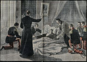 The Death of Felix Faure (1841-1899), President of France, Abbe Renault Gave Him the Absolution. Engraving in 