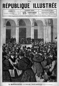 The demonstration at the Church of Saint Augustine in Paris: heated between the Parisian police and demonstrators hostile to the decrees of March 1880 taken by Jules Ferry removing the right to teach unauthorized religious congregations. by French School