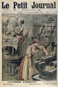 The different types of work for Parisian women before and during the 1st World War, cover illustration of Le Petit Journal, 26th November, 1916