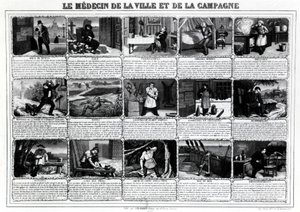 The doctor of the city and the countryside and their different patients, published by J.B. Gadolachez Cours de Brosses in Lyon, late 19th century by French School