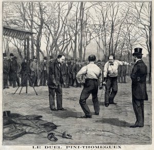 The Duel of the Masters of Arms Pini and Thomeguex in the Parc de Saint Ouen. In Le Petit Parisien on 28/03/1897