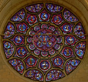 The east rose window: The Virgin, Apostles and Elders of the Apocalypse by French School