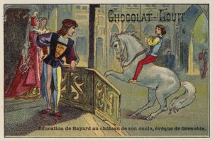 The education of Bayard at the castle of his uncle, the Bishop of Grenoble by French School