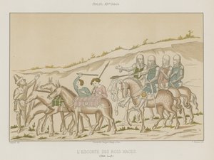 The escort of the Magi by French School