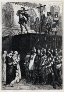The execution of Conradin (or Conrad of Hohenstaufen) King of Sicily and Duke of Swabia (1252-1268) by order of Charles of Anjou after the battle of Tagliacozzo in 1268 (Execution of Conradin (or Conrad the younger), last Staufer king of Sicily, following
