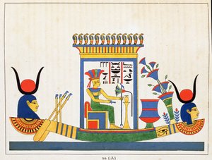 The goddess Anuket, illustration from Pantheon egyptien: collection of mythological characters of ancient Egypt, by Jean-Francois Champollion, published c.1986