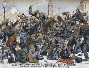 The liberal movement in Russia, violent scuffles in St. Petersburg by French School