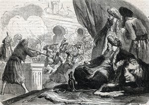 The massacre of the army of the Janissaries in 1826 by Sultan Mahmoud II, Constantinople (1864) by French School