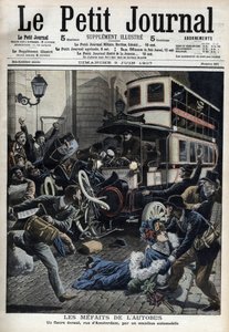 The misdeeds of the bus: a fiacre crushed by a bus in Paris street of Amsterdam - Le Petit Journal, June 1907 by French School