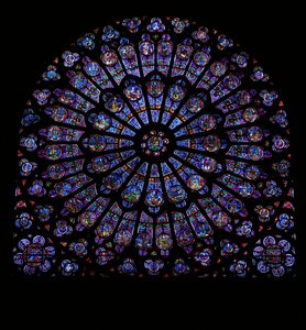The north rose window: Glorification of the Virgin Mary with Kings and Prophets