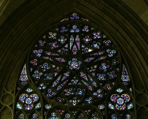 The north rose window with geometric diaper infill by French School