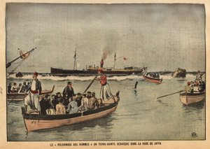 The Pilgrimage of Men in the Holy Land of Jaffa (Israel). Engraving in "Le Pelerin" 8/09/1901. Selva Collection. by French School
