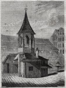 The pillory of the halles in the 18th century, built on the old cemetery of the Innocents - Engraving in The physical, civil and moral history of Paris: from the earliest historical times to the present day by Jacques Antoine Dulaure by French School