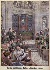 The poet and playwright Edmond Rostand being received into the Academy Francaise for 