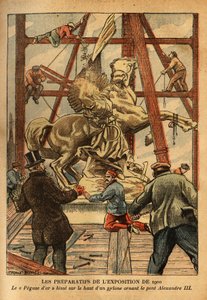 The Preparations for the 1900 Exhibition, Statue of "Pegase Retained by the Bridle by the Renommee" by Emmanuel Fremiet