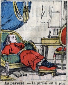 The Seven Deadly Sins: Laziness. Epinal Imaging Late 19th Century by French School