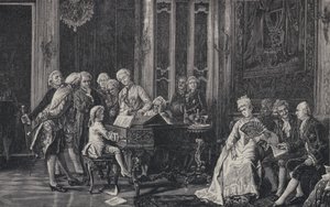 The Seven Year-Old Wolfgang Amadeus Mozart Playing Before King George III in London, 1764 by French School