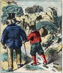 The Sick Lion and the Fox. Fables by Jean de La Fontaine (1621-95). Epinal Imaging from the End of the 19th Century