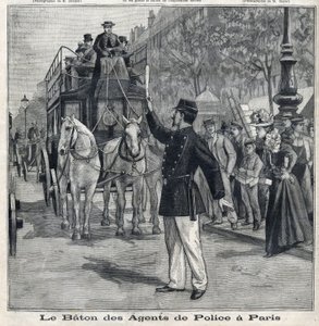 The Stick of Police Officers in Paris to Regulate Traffic in the Streets of the Capital, in 