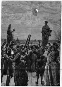 The terrace of the Trocadero in Paris during the moon eclipse on August 3