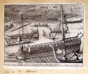 The wives of the Doge of Venice with the sea in 1706 by French School