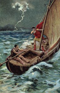 The Young Julius Caesar (100-44 BC) Crossing the Adriatic Sea to Join Dalmatia Bravely Advances Despite the Tempest, Confident in His Good Star and Destiny by French School