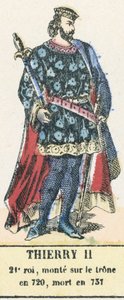 Thierry II, 21st King, Ascended the Throne in 720, Died in 737 by French School