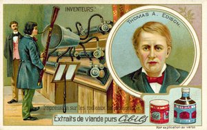 Thomas A. Edison, Inventor - Recording a Phonograph