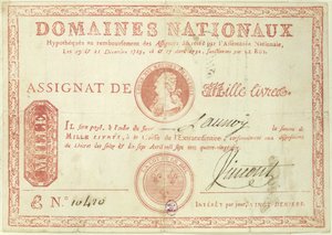 Thousand Livre Banknote with a Picture of Louis XVI (1754-93), 1790 by French School