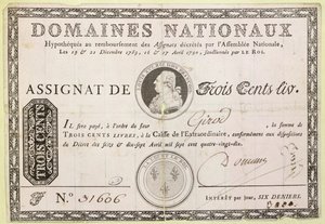 Three hundred livre banknote, 1790 by French School