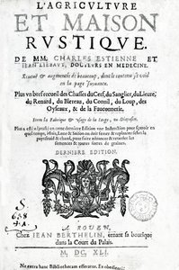 Title Page of Agriculture and Rustic House, by Charles Estienne, edition published 1641