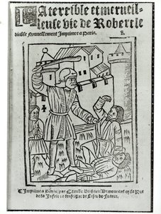 Title page from La Terrible et Merveilleuse Vie de Robert le Diable, published by Claude Blihart in 1563