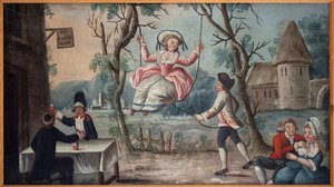 To the Three Orders Reunited. The Clergy, the Nobility, and the Third Estate Reunited in a Tavern. A Young Woman Swings Her. Painted Sign of Cockade Merchant, from the Royal Palace, Anonymous Painting, Revolutionary Period