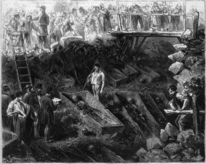 Tombs discovered rue de montagne Sainte Genevieve while digging a sewer by French School