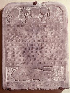 Tombstone of Nicolas Flamel, originally from the Church of Saint-Jacques-de-la-Boucherie, 1418