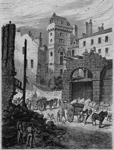 Tour Jean Sans Peur, last vestige of the Hôtel de Bourgogne, during the piercing of rue Etienne Marcel, Paris by French School