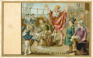 Trade card titled Crossing the Line