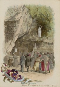 Trade Card with an Image of the Grotto at Lourdes
