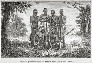 Traditional costume of the Indigenous People of Gabon, illustration from 