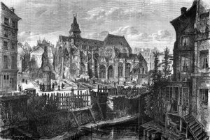 Transformations of Paris under the Second Empire, Paris Haussmannian: clearance of the Saint Medard church in the Mouffetard district